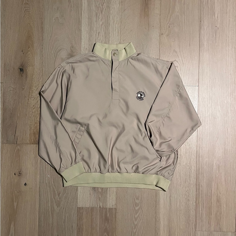 Gently worn “Bobby Jones Collection” beige golf-wear windbreaker pullover